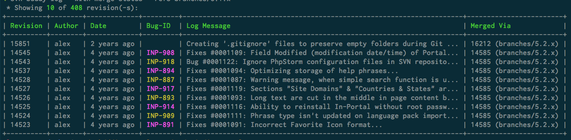 merge status log view