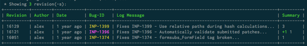 summary log view